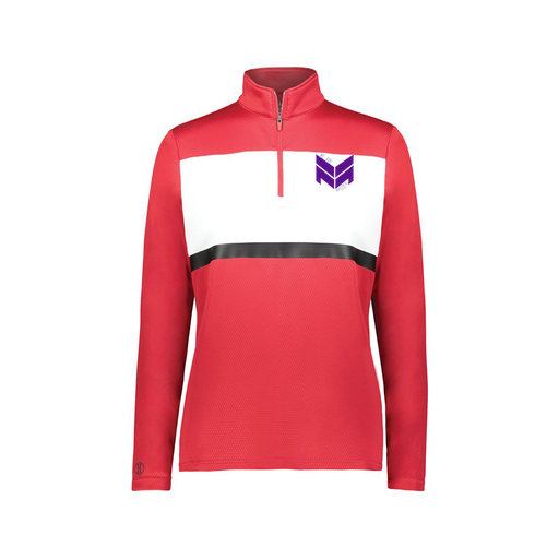 [222791.408.XS-LOGO2] Ladies Bold 1/4 Zip Pullover (Female Adult XS, Red, Logo 2)