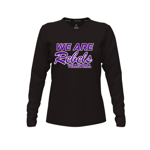 [CUS-DFW-TEES-CMF-VNK-LSL-BLK-FYXS-LOGO1] Decker Comfort T-Shirt (Female Youth XS, Black, V Neck, Logo 1, Long Sleeve)