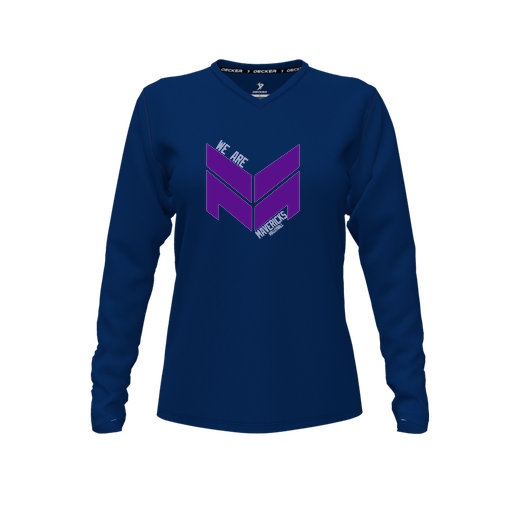 [FTLVCFNV-FYXS-LOGO2] Decker Comfort T-Shirt (Female Youth XS, Navy, V Neck, Logo 2, Long Sleeve)
