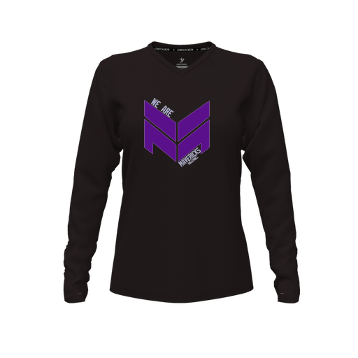 [CUS-DFW-TEES-PER-VNK-LSL-BLK-FYXS-LOGO2] Performance T-Shirt (Female Youth XS, Black, V Neck, Logo 2, Long Sleeve)