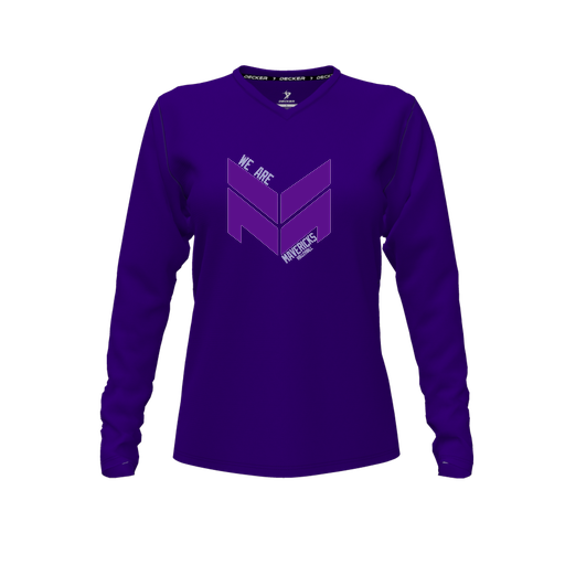 [CUS-DFW-TEES-PER-VNK-LSL-PUR-FYXS-LOGO2] Performance T-Shirt (Female Youth XS, Purple, V Neck, Logo 2, Long Sleeve)