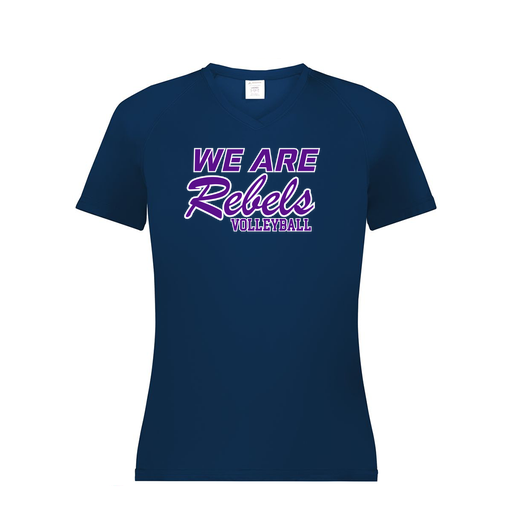 [2792.065.XS-LOGO1] Ladies Smooth Sport V-Neck T-Shirt (Female Adult XS, Navy, Logo 1)