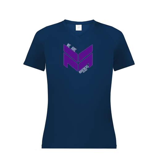 [2792.065.XS-LOGO2] Ladies Smooth Sport V-Neck T-Shirt (Female Adult XS, Navy, Logo 2)