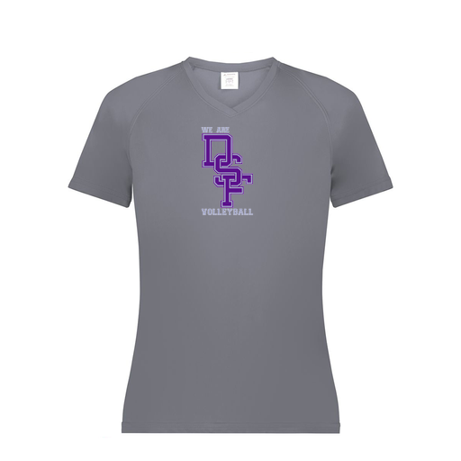 [2792.059.XS-LOGO3] Ladies Smooth Sport V-Neck T-Shirt (Female Adult XS, Gray, Logo 3)