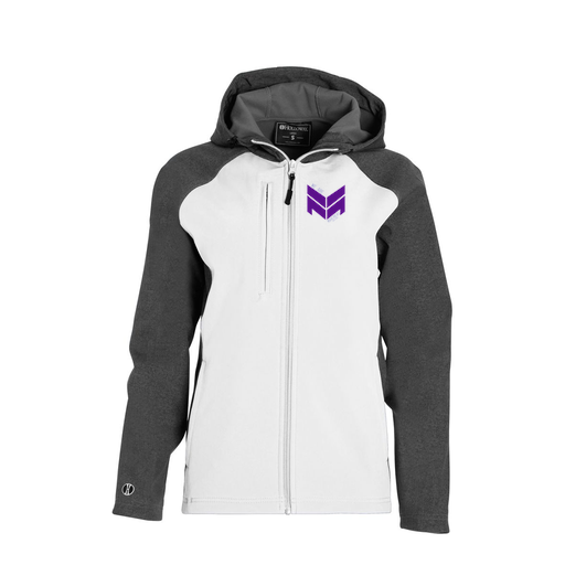 [229357.H04.XS-LOGO2] Soft Shell Full Zip Jacket - Womens (Female Adult XS, White, Logo 2)