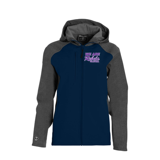 [229357.H03.XS-LOGO1] Soft Shell Full Zip Jacket - Womens (Female Adult XS, Navy, Logo 1)