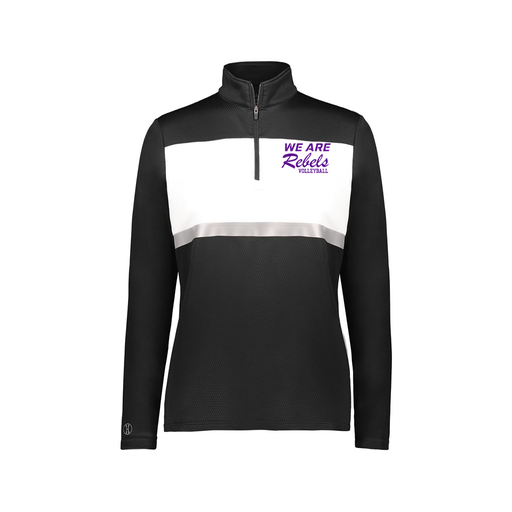 [222791.420.XS-LOGO1] Ladies Bold 1/4 Zip Pullover (Female Adult XS, Black, Logo 1)