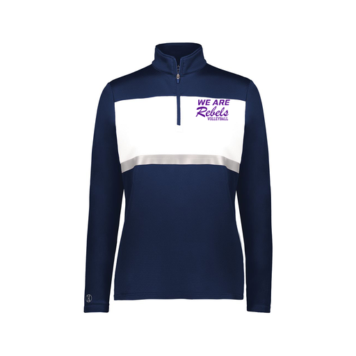 [222791.301.XS-LOGO1] Ladies Bold 1/4 Zip Pullover (Female Adult XS, Navy, Logo 1)