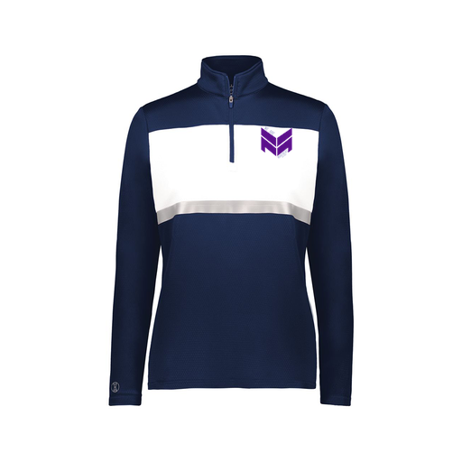 [222791.301.XS-LOGO2] Ladies Bold 1/4 Zip Pullover (Female Adult XS, Navy, Logo 2)