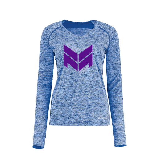 [222770.U55.XS-LOGO2] Ladies Electric Long Sleeve Shirt (Female Adult XS, Royal, Logo 2)