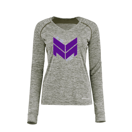 [222770.K94.XS-LOGO2] Ladies Electric Long Sleeve Shirt (Female Adult XS, Gray, Logo 2)