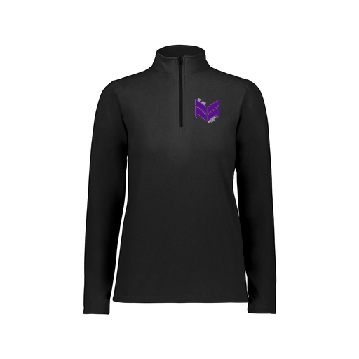 [6864.080.XS-LOGO2] Ladies MicroFleece 1/4 Zip Pullover (Female Adult XS, Black, Logo 2)