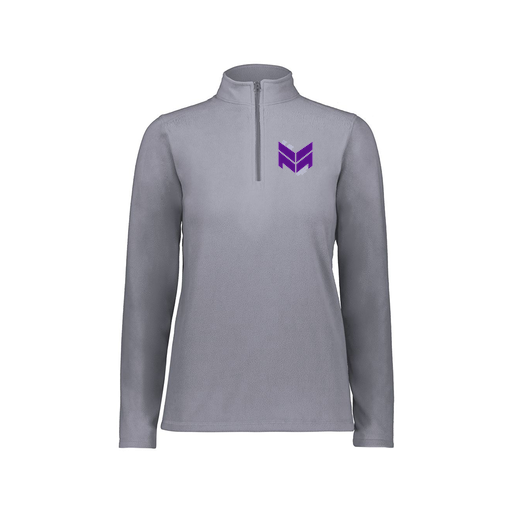 [6864.059.XS-LOGO2] Ladies MicroFleece 1/4 Zip Pullover (Female Adult XS, Gray, Logo 2)