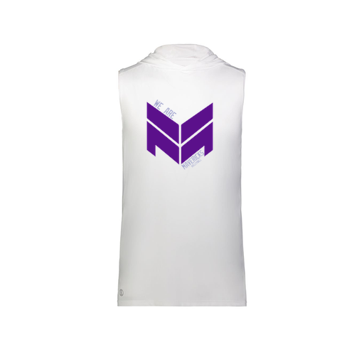 [222590.005.XS-LOGO2] Men's CoolDry Sleeveless Hoodie (Adult XS, White, Logo 2)