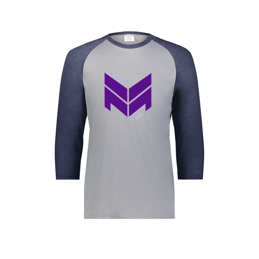 [6879.29V.S-LOGO2] Men's Vintage 3/4 Sleeve T-Shirt (Adult S, Navy, Logo 2)