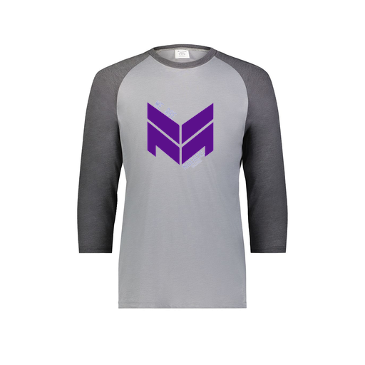[6879.30V.S-LOGO2] Men's Vintage 3/4 Sleeve T-Shirt (Adult S, Gray, Logo 2)