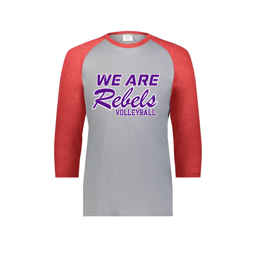 [6879.27V.S-LOGO1] Men's Vintage 3/4 Sleeve T-Shirt (Adult S, Red, Logo 1)