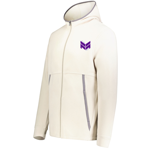 [6858.53T.XS-LOGO2] Men's Chill Full Zip Fleece (Adult XS, White, Logo 2)