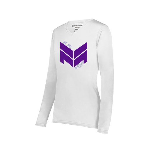 [222824.005.S-LOGO2] Ladies LS Smooth Sport Shirt (Female Adult S, White, Logo 2)