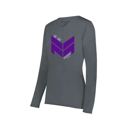 [222824.059.S-LOGO2] Ladies LS Smooth Sport Shirt (Female Adult S, Gray, Logo 2)