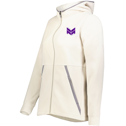 [6860.53T.XS-LOGO2] Ladies Chill Full Zip Fleece (Female Adult XS, White, Logo 2)